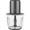 Grundig Delisia Novus CH 7140 - Tritatutto professionale da 500 W, 4 lame in acciaio inox con rivestimento in zirconio, supporto in vetro da 1 l, 2 livelli di potenza, base antiscivolo, colore: nero