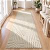 Famibay Runner per corridoio, 60 x 240 cm, antiscivolo, lungo, per corridoio, lavabile, beige, moderno, per cucina, camera da letto, lavanderia