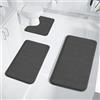 YNNHUDEEP Set di 3 tappetini da bagno, lavabili, antiscivolo, in morbido pile corallo, ad asciugatura rapida, colore: grigio scuro