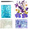 DIYBravo Fiocchi di Foglia Pressati Fiori Kit per Creazione di Gioielli in Resina con Pinzette Fiocchi di lamina d'oro Brillantini per Unghie Artistiche Arte in Resina, Dipinti