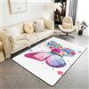Homemissing Sparkle farfalla Tappeti per Cucina 150x200cm | principessa Decor per cucina e camera da letto Bianco & Violetta Tappeto da Interno Soft Polyester
