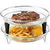 Generic Vassoio impilabile in acciaio inossidabile per friggitrice ad aria | 2 pezzi 4-6.5L forno friggitrice ad aria cestello per cucinare grigliare disidratazione preparazione pasto casa bar