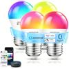 Aigostar Lampadina wifi e27 g45, 6.5w 555 lumen, 4Pz | 2700K-6500K e RGB Regolabile, Compatibile con Alexa e Google Assistant, con Telecomando