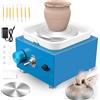 Cepolawa Tornio per Ceramica, Tornio per Argilla 2000 giri/min Velocità Regolabile con Piastre da 6,5/10 cm, Strumenti di Modellatura e Vasca Rimovibile, Tornio Ceramica per Bambini e Adulti, Blu