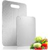 Gusmigus 2 Pezzi Tagliere in Acciaio Inox Alimentare 34 x 23cm+24 x 15cm | Antibatterico e Antifungino,Tagliera Cucina Ideale per Carne, Frutta e Verdura