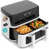 MEDION P25 XXL Flex M Friggitrice ad aria doppia zona bianca | 10,8 L, camera flessibile, 2 zone indipendenti, 10 programmi, 3040 W, finestra, ILAG senza PFAS - MD100057