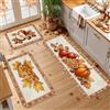 Generic Set di 3 tappeti da cucina a tema autunnale con zucche e frutti | Foglie d'acero autunnali, tappeti da cucina, mele rosse mature, tema raccolto rustico, decorazione per la casa stagionale