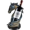 Xingfx Cavallo Statua portabottiglie in resina sintetica per vino, decorazione da tavolo, testa di cavallo, per soggiorno/cucina/bar, può contenere bottiglie fino a 7,2 cm (blu + oro)