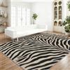 Generic Tappeto del soggiorno 140 x 200 cm, Stampa Animalier Strisce Zebrate Tappeto di grandi dimensioni a pelo corto per camera da letto per adulti, lavabile e antiscivolo, Beige Nero