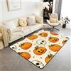 Homemissing Halloween Tappeto Camera da Letto 150x200cm | cranio & zucca Lantern Moderno Lavabile Rettangolare arancione Tappeto da Interno Soft Non-slip Polyester