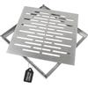 DBREAKS Copertura Scarico a Pavimento in Acciaio Inox 30cm Doppia Riga | Griglia di Scarico Quadrata con Telaio, Antiscivolo, Copertura per Scarico per Esterni, Giardino, Terrazza(300 x 300 x 20 mm)