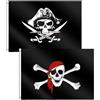 Myluatye Bandiera Pirati 90x60cm,Bandiera Pirata Grande,Decorazioni di Halloween | 2pcs Halloween Bandiera Pirata,Resistente alle intemperie con occhielli,in poliestere,per Halloween feste,tema pirata