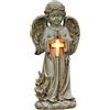 Generic Statua angelo da giardino in resina con Luce Solare 30 centimetri Figurina | Scultura angelo pregante per Cortile, Prato, Patio, Portico, Cimitero, Sepoltura