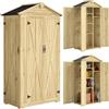 Outsunny Armadio da Giardino 3 Porte 4 Ripiani 93x53x168 cm Naturale | Legno Di Abete, Casetta Porta Attrezzi Da Esterno, Tetto Inclinato In Asfalto, Ganci, Porte Con Chiusura