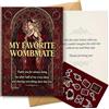 AIROW Divertente biglietto di ringraziamento per sorella gemella | Demone vintage; My Favorite Wombmate; messaggio stampato; spazio vuoto; piegato 14,5 x 20,8 cm; busta gommata; adesivi