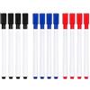 FIMWOLZ Pennarelli Lavagna Bianca 12 Pezzi (Nero/Blu/Rosso), Marker Punta Spazzola Integrata, Inchiostro a Basso Odore, Erasabile per Aula Educativa