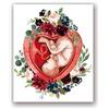 Jwqing Gravidanza Acquerello Stampa Floreale Arte da Parete Ostetrica Regalo Ginecologo Doula Educazione Medica Poster Tela Pittura Decorazione da Parete （60x80cm Senza Cornice）
