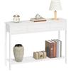MAHANCRIS Tavolo Consolle con 3 Cassetti in Tessuto e Ripiano Aperto a Rete, 97 x 24 x 74 cm, Consolle Ingresso Stretto per Corridoio, Soggiorno e Camera, Bianco ACTWT3301