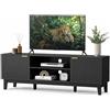 Yvsevnr Mobile TV per Televisore fino a 80 Pollici, Lungo 178 cm, Mobile Porta TV | Armadietto per TV con 2 Ante, 2 Scomparti Aperti, Antiribaltamento, Gambe in Legno Massello, per Soggiorno, Camera da Letto
