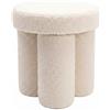 WOHNLING Pouf Teddy Rotondo 40x40x45 cm Tessuto Crema Effetto Plissé | pouf imbottito senza tempo compatto, pouf in tessuto per toeletta e lounge, sgabello fino a 120 kg, fatto a mano