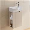 HOROW Mobile mobile bagno con lavabo da appoggio, Bianco caldo | Lavandino Bagno con Mobiletto 40 cm, Ripiano Laterale a 2 Livelli, Soft-Close e Superficie Laccata, per Bagni Piccoli e WC