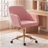 DEKKETO Sedia da Ufficio con Ruote, Poltroncina Girevole in Bouclé, Rosa | Sedia da Scrivania e Toeletta, Base in Metallo, Altezza Regolabile, Comoda, Design Moderno, per Camera e Smart Working