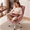 DEKKETO Sedia da Ufficio Ampia e Girevole per Gambe Incrociate, Rosa | Poltrona Comoda in Tessuto Bouclé, Ruote 360°, Altezza Regolabile, Cuscino e Tasca, per Scrivania, Smart Working e Toeletta