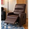 MillePark Poltrona Reclinabile Elettrica con Sollevamento, Massaggio e Calore - Poggiatesta Alto, Sedile Imbottito, 2 Portabicchieri, Tasche Laterali - Ecopelle - Marrone 26A Standard Europeo
