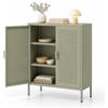 Giantex Credenza Cucina Moderna, Madia Multiuso in Metallo, Verde Chiaro | Mobietto a 2 Ante con 2 Ripiani Regolabili e Pannelle Forato, Armadietto a 4 Livelli per Salotto e Ingresso, 80 x 35 x 102 cm