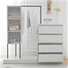 DACHETOU Armadietto per armadio, credenza, asta appendiabiti, dimensioni: 140 x 40 x 135 cm (bianco + nero)