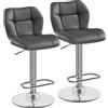 Soberine Set di 2 Sgabelli da Bar Cucina Sedie Girevole Regolabili Grigio | Similpelle, Schienale, Girevole 360°, Altezza Regolabile, Design Moderno, Poggiapiedi Metallo, per Cucina Salone Ristorante