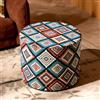 DAWNYIELD Pouf Rotondo Stile Bohemien con Rivestimento Rimovibile e Lavabile | Pouf Ottomano Ricamato, Sgabello Imbottito in Schiuma ad Alta Densità, Poggiapiedi Decorativo per Soggiorno, Camera da Letto