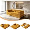 qodxcrfv Divano letto velluto a coste, divano a pavimento trasformabile 4-in-1 | schiuma ad alta densità,pet-friendly ed ergonomico,Divano Salvaspazio per Soggiorno, Camera e Ospiti,Struttura in Metallo