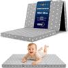 Totsy Baby Materasso Culla 60x120 cm pieghevole per Lettino da Viaggio | Sfoderabile rivestimento lavabile 30 gradi borsa di trasporto inclusa schiuma compatta salvaspazio bambini Stelle e grigio