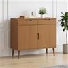 RJPLMFV Credenza in pino massiccio caramello, 90 x 40 x 80 cm | Mobile portaoggetti Soggiorno, ripiani interni, design scandinavo, fissaggio a parete incluso