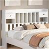 Ordellia Testiera con Ripiani Bianca 140 cm in Legno Massello di Pino per Camera da Letto Matrimoniale con Spalliera Decorativa e Scomparti Portaoggetti Design Moderno