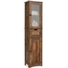 LIFEZEAL Colonna Bagno Salvaspazio in Legno, 40x30x170cm (marrone) | Mobiletto da Terra con 2 Ante e Cassetto e Ripiani, Armadio Autoportante da Angolare con Dispositivo Anti-Ribaltamento