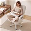 DEKKETO Sedia da Ufficio Ampia e Girevole per Gambe Incrociate, Bianco | Poltrona Comoda in Tessuto Bouclé, Ruote 360°, Altezza Regolabile, Cuscino e Tasca, per Scrivania, Smart Working e Toeletta