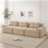 Yabunzel Cloud - Divano modulare a 3 posti, in velluto a coste, seduta | Boneless - Divano modulare a 3 posti, rivestimento in velluto a coste, seduta bassa, divano Cloud, beige