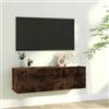 HaoChrymec Mobile TV da Parete in Legno Ingegnerizzato con Ripiani e Anta, Consolle Sospesa per Soggiorno, Ideale per Mobili Soggiorno e Credenza Soggiorno, Colore Rovere Affumicato, 100x30x30 cm