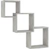 Generico Elegant Wall-Mounted Cube Shelves Cement Grey 68x15x68 cm Engineered Wood Storage Solution for Bedroom Living Room Kitchen & Entryway