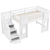 Azkoeesy Letto a Soppalco 90x200 cm per Cameretta, Letto Casetta con Grandi Finestre, Scala di Sicurezza e Contenitore, Robusta in Legno di Pino e MDF, per Adolescenti e Ragazze