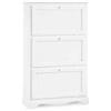 Vicentini arreda Scarpiera in legno shabby chic a 3 ante bianca, 130 cm di altezza, 79 cm di lunghezza, 30 cm di profondità