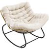 LZLUCKCOME Sedia a dondolo per esterni, XXL, con spessa imbottitura (bianco crema) | Sedia a dondolo ergonomica per interni ed esterni, poltrona relax per giardino, camera da letto, fino a 170 kg