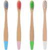 AOOSU 4 Pezzi Spazzolino di Bambù per Bambini, Senza BPA, Setole Morbide | Spazzolini da denti di Bambù, Manico biodegradabile al 100%,Riutilizzabili Spazzolino Bamboo Per Bambini-Blu/Rosa/Bianco/Erba