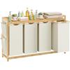 SONGMICS Cesto Portabiancheria a 4 Scomparti, Cesto Biancheria Sporca in Bambù, 200 L, Porta Biancheria con Piano, Tasche Laterali, 4 x 50 L, 124,6 x 33 x 78 cm, Bianco Crema RLH120W01