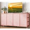 Garvee Mobile Porta TV 160 cm con 14 Cassetti | in Tessuto e Presa Multipla Integrata, per TV 65/70/75 - Contenitore per Soggiorno/Camera da Letto - Rosa