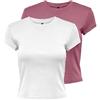 Only Onlelina S/S O-Neck Short Top 2pack Jrs Onlelina S/S - Maglietta a Girocollo, 2 Pezzi Donna (Pacco da 2)
