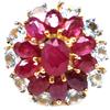 PNG Anello In Argento Sterling 925 Con Rubino Naturale Rosso E Topazio, Mis. 7.75