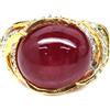PNG Anello Solitario 925 Argento Sterling con Rubino Rosso e Zircone, Mis. 6.25